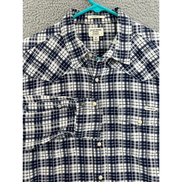 Lucky Brand Tops - LUCKY BRAND Shirt Womens Medium Windowpane Plaid Flannel Casual Button Up Ladies